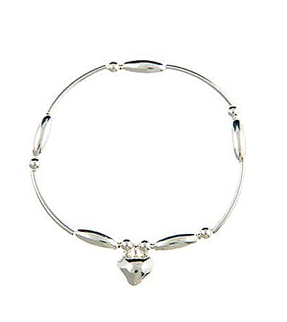 Sterling Silver Noodle Heart Charm Bracelet