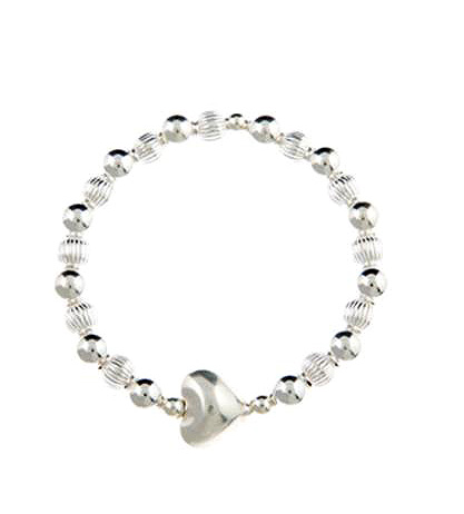 Sterling Silver Puffed Heart Bracelet