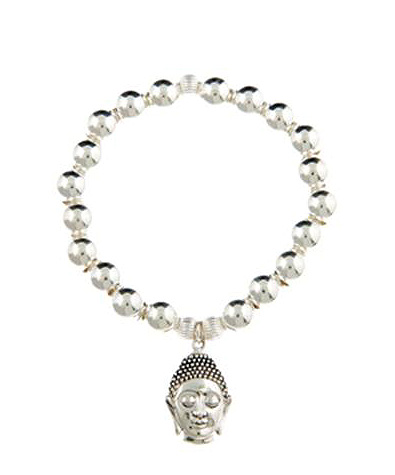 Serenity Sterling Silver Large Buddha Head Bracelet