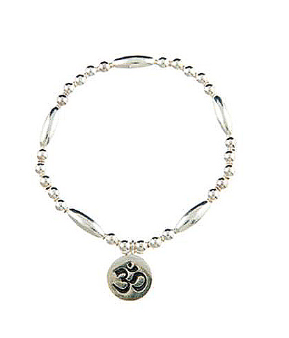 Infinity Ohm Sterling Silver Oval Bead Bracelet