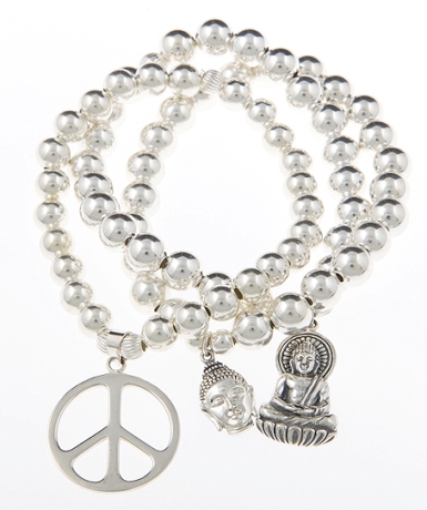 Peace & Enlightenment Sterling Silver Bracelet Stack
